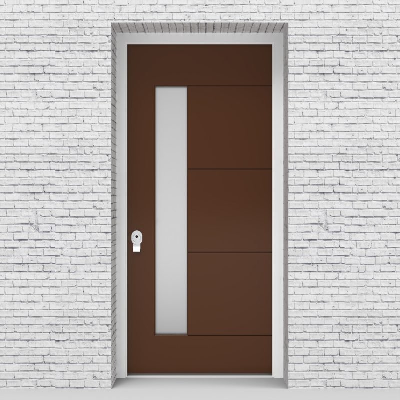 15.single 4 Horizontal Lines With Lock Side Glass Clay Brown (ral8003)