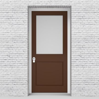 15.single Door 2 Panel With A Large Glass Pane Clay Brown (ral8003)