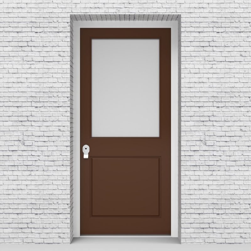 15.single Door 2 Panel With A Large Glass Pane Clay Brown (ral8003)