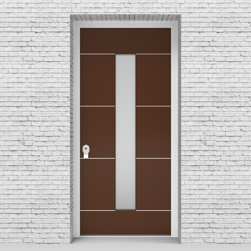 15.single Door 4 Aluminium Inlays With Central Glass Clay Brown (ral8003)