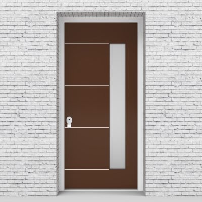 15.single Door 4 Aluminium Inlays With Hinge Side Glass Clay Brown (ral8003)