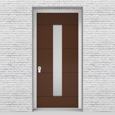 15.single Door 4 Horizontal Lines With Central Glass Clay Brown (ral8003)