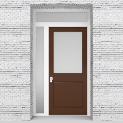 15.single Door With Left Side Panel And Transom 2 Panel With A Large Glass Clay Brown (ral8003)