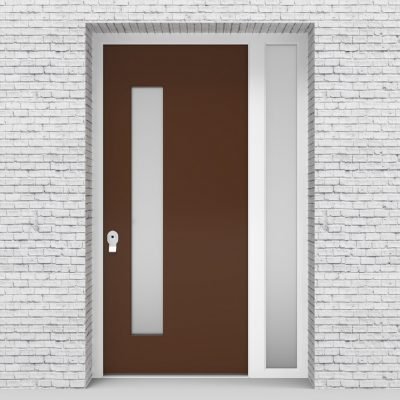 15.single Door With Right Side Panel Plain With Lock Side Glass Clay Brown (ral8003)