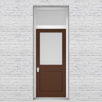 15.single Door With Transom 2 Panel With A Large Glass Pane Clay Brown (ral8003)