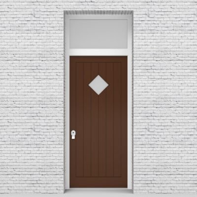 15.single Door With Transom 7 Vertical Lines With Diamond Pane Clay Brown (ral8003)