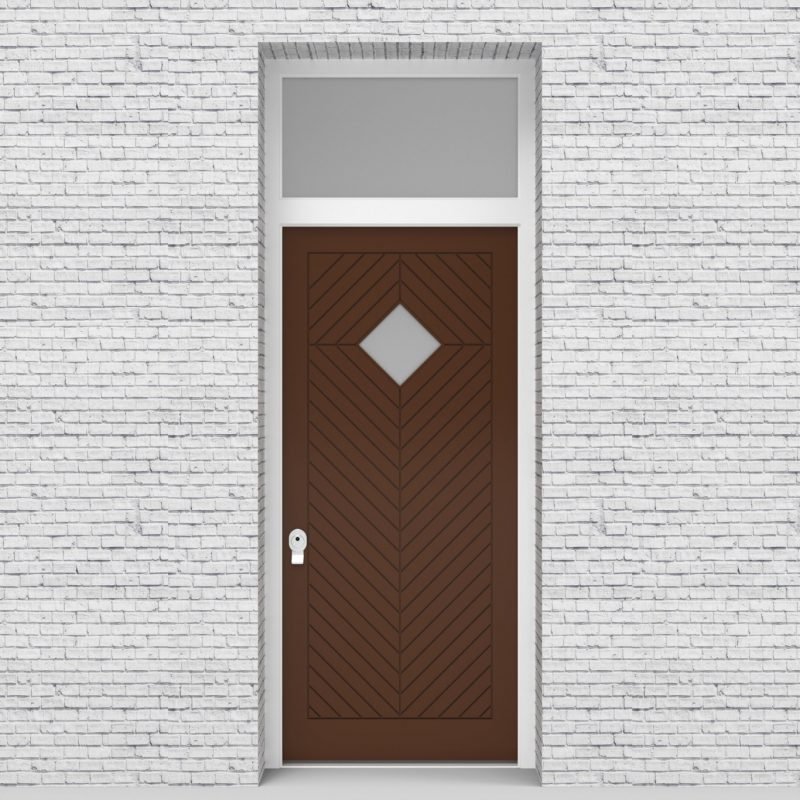 15.single Door With Transom Cottage Style With Diamond Pane Clay Brown (ral8003)