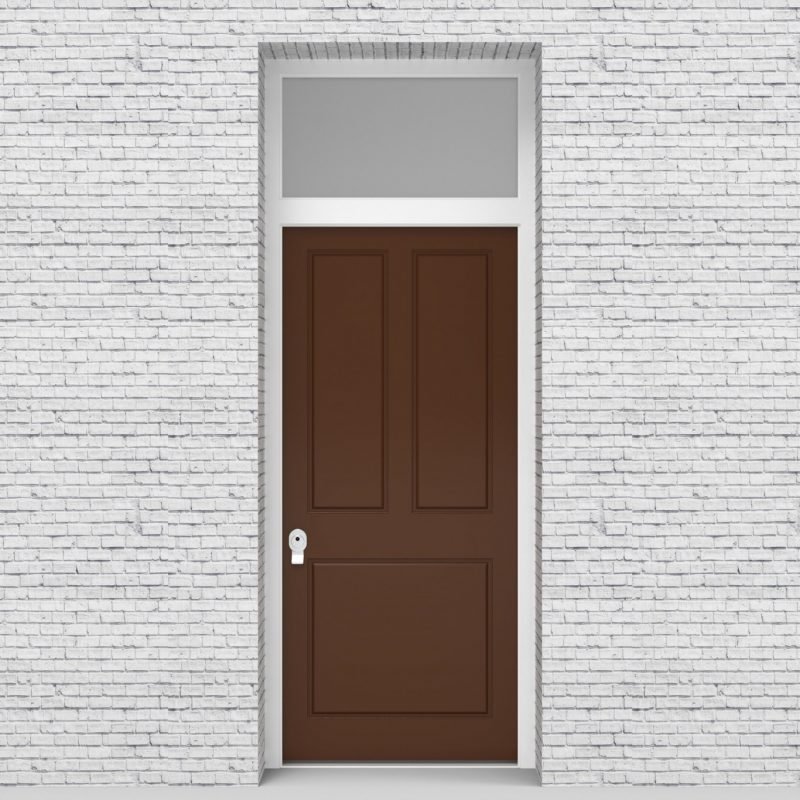 15.single Door With Transom Edwardian 3 Pane Clay Brown (ral8003)