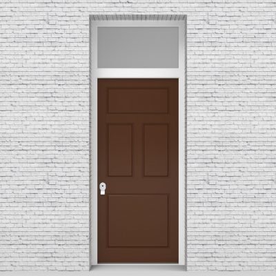 15.single Door With Transom Edwardian 4 Panel Clay Brown (ral8003)