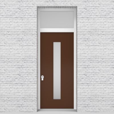 15.single Door With Transom Plain With Central Glass Clay Brown (ral8003)