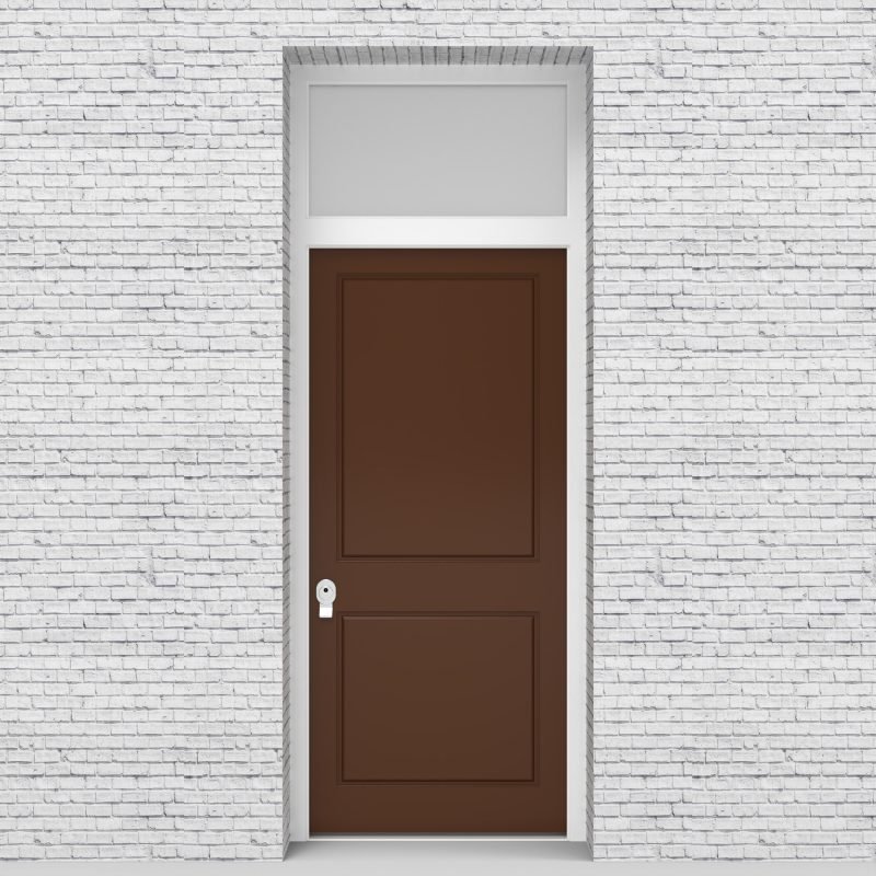 15.single Door With Transom Two Panel Clay Brown (ral8003)