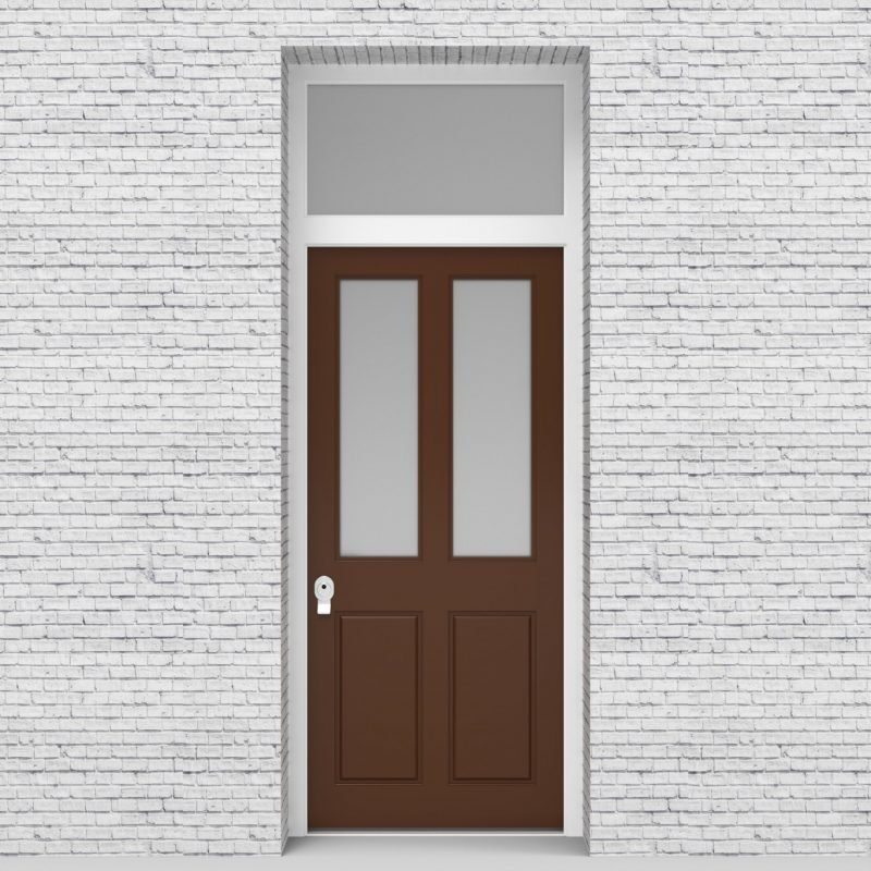 15.single Door With Transom Victorian 4 Panel With 2 Glass Panes Clay Brown (ral8003)