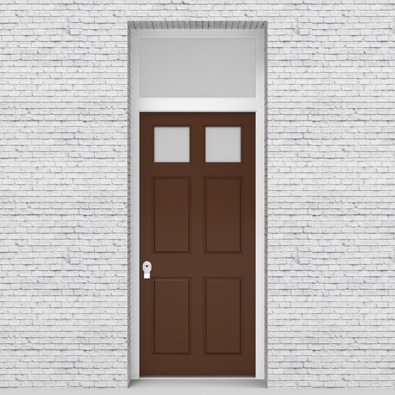 15.single Door With Transom Victorian 6 Panel With 2 Glass Panes Clay Brown (ral8003)