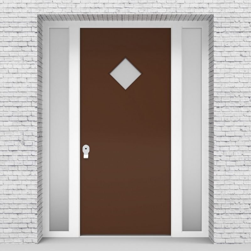 15.single Door With Two Side Panels Plain With Diamond Pane Clay Brown (ral8003)