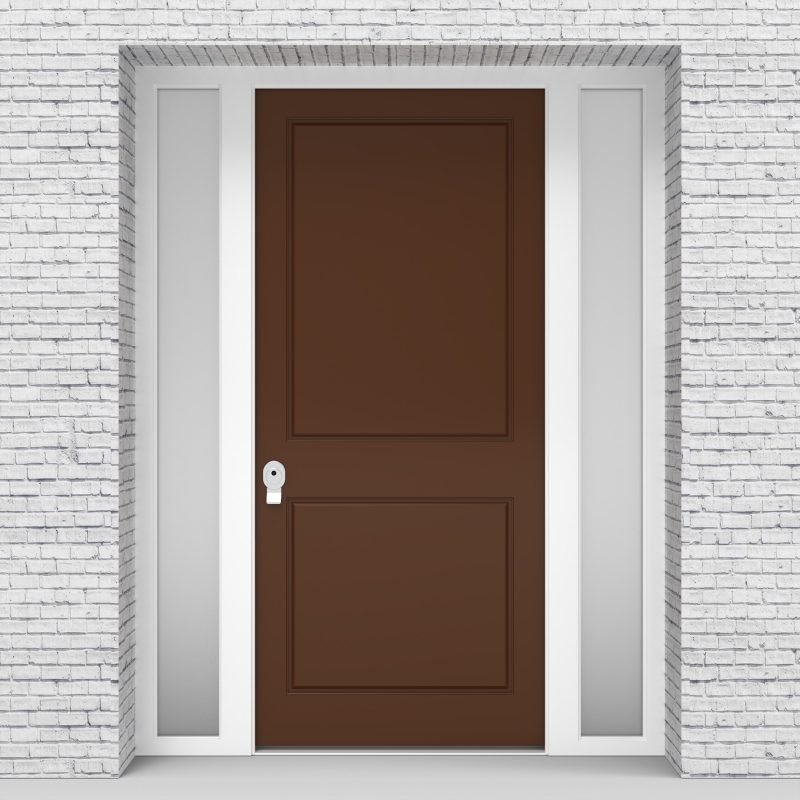 15.single Door With Two Side Panels Two Panel Clay Brown (ral8003)