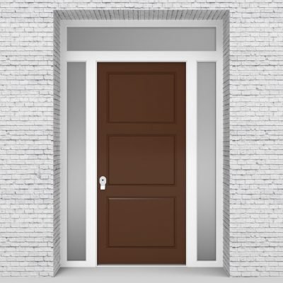 15.single Door With Two Side Panels And Transom Clay Brown (ral8003)