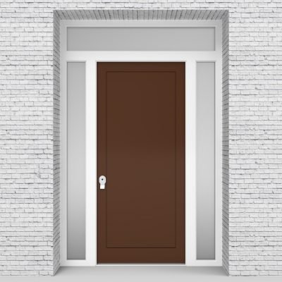 15.single Door With Two Side Panels And Transom One Panel Clay Brown (ral8003)