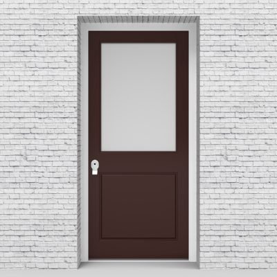 16.single Door 2 Panel With A Large Glass Pane Chocolate Brown (ral8017)