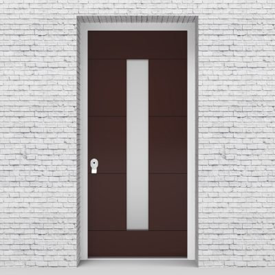 16.single Door 4 Horizontal Lines With Central Glass Chocolate Brown (ral8017)