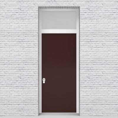16.single Door With Transom Plain Chocolate Brown (ral8017)