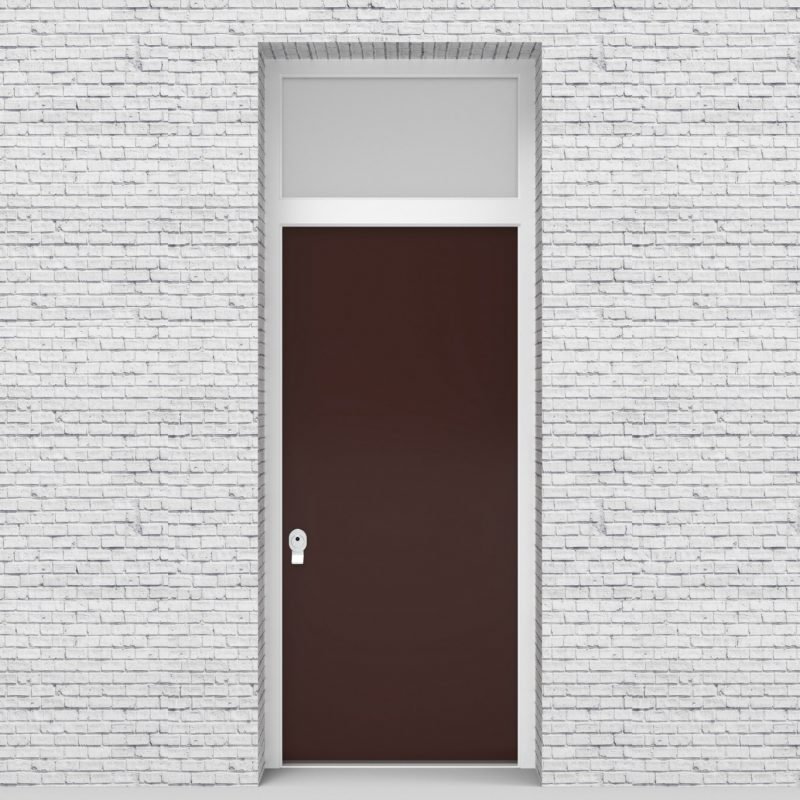 16.single Door With Transom Plain Chocolate Brown (ral8017)