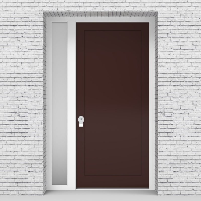 16.single Door With Left Side Panel One Panel Chocolate Brown (ral8017)