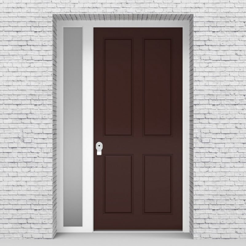 16.single Door With Left Side Panel Victorian 4 Panel Chocolate Brown (ral8017)
