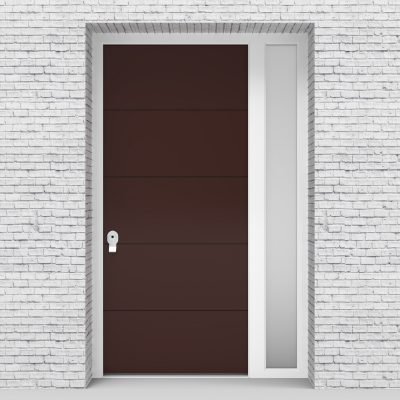 16.single Door With Right Side Panel 4 Horizontal Lines Chocolate Brown (ral8017)