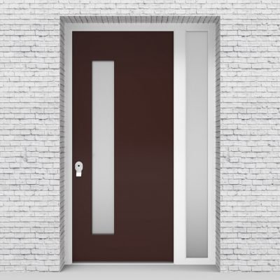 16.single Door With Right Side Panel Plain With Lock Side Glass Chocolate Brown (ral8017)
