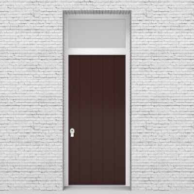 16.single Door With Transom 4 Vertical Lines Clay Brown (ral8003)