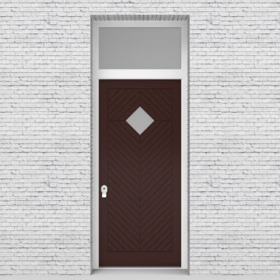 16.single Door With Transom Cottage Style With Diamond Pane Chocolate Brown (ral8017)
