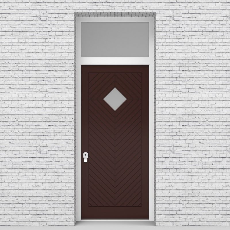 16.single Door With Transom Cottage Style With Diamond Pane Chocolate Brown (ral8017)