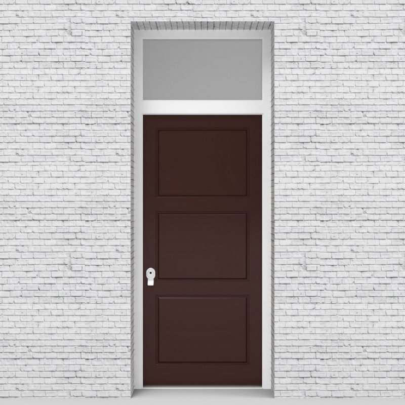 16.single Door With Transom Edwardian 3 Equal Panel Chocolate Brown (ral8017)