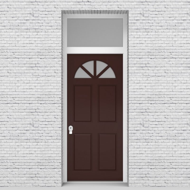 16.single Door With Transom Edwardian 4 Panel With Arched Glass Pane Chocolate Brown (ral8017)