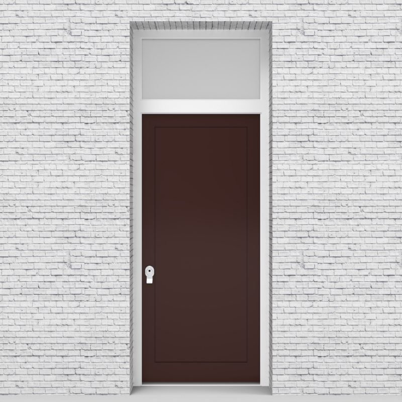 16.single Door With Transom One Panel Chocolate Brown (ral8017)