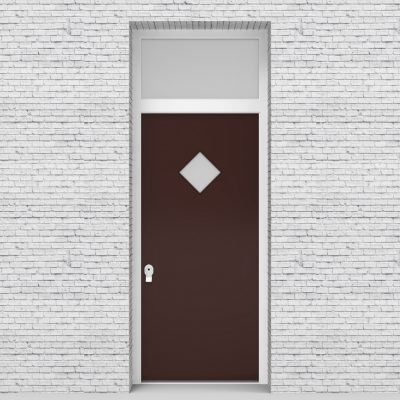 16.single Door With Transom Plain With Diamond Pane Chocolate Brown (ral8017)