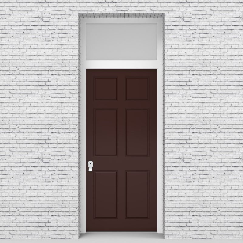 16.single Door With Transom Victorian 6 Panel Chocolate Brown (ral8017)