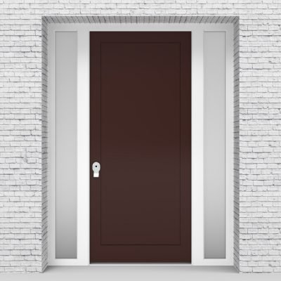 16.single Door With Two Side Panels One Panel Chocolate Brown (ral8017)