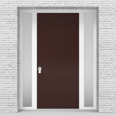 16.single Door With Two Side Panels Plain Chocolate Brown (ral8017)