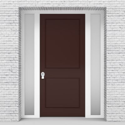 16.single Door With Two Side Panels Two Panel Chocolate Brown (ral8017)