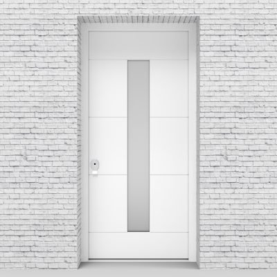 5.single Door 4 Horizontal Lines With Central Glass Traffic White (ral9016)