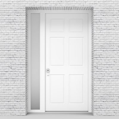 5.single Door With Left Side Panel Victorian 6 Panel Traffic White (ral9016)