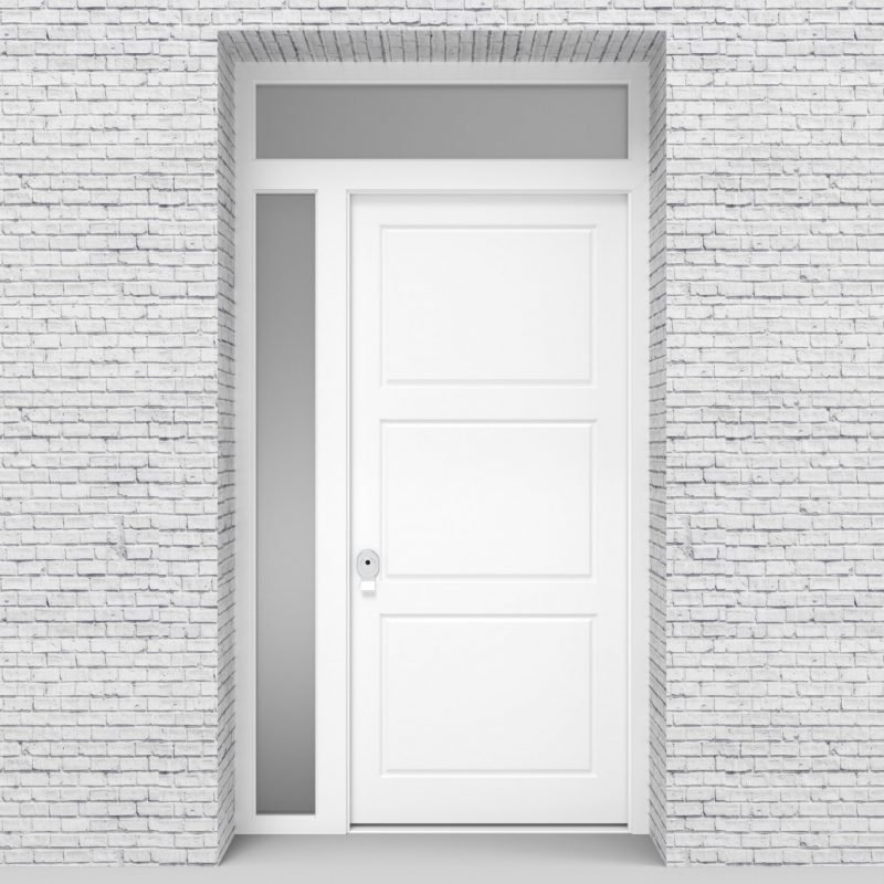 5.single Door With Left Side Panel And Transom Edwardian Traffic White (ral9016)