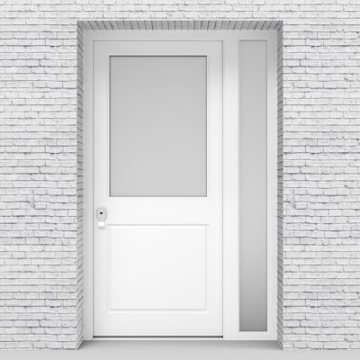 5.single Door With Right Side Panel 2 Panel With A Large Glass Pane Traffic White (ral9016)