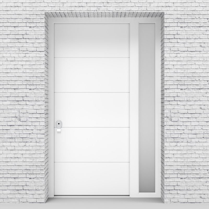 5.single Door With Right Side Panel 4 Horizontal Lines Traffic White (ral9016)