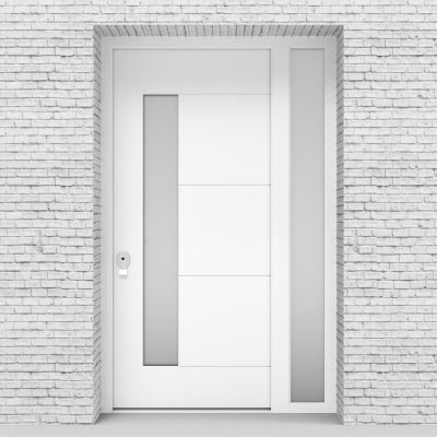 5.single Door With Right Side Panel 4 Horizontal Lines With Lock Side Glass Traffic White (ral9016)