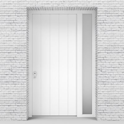 5.single Door With Right Side Panel 4 Vertical Lines Traffic White (ral9016)