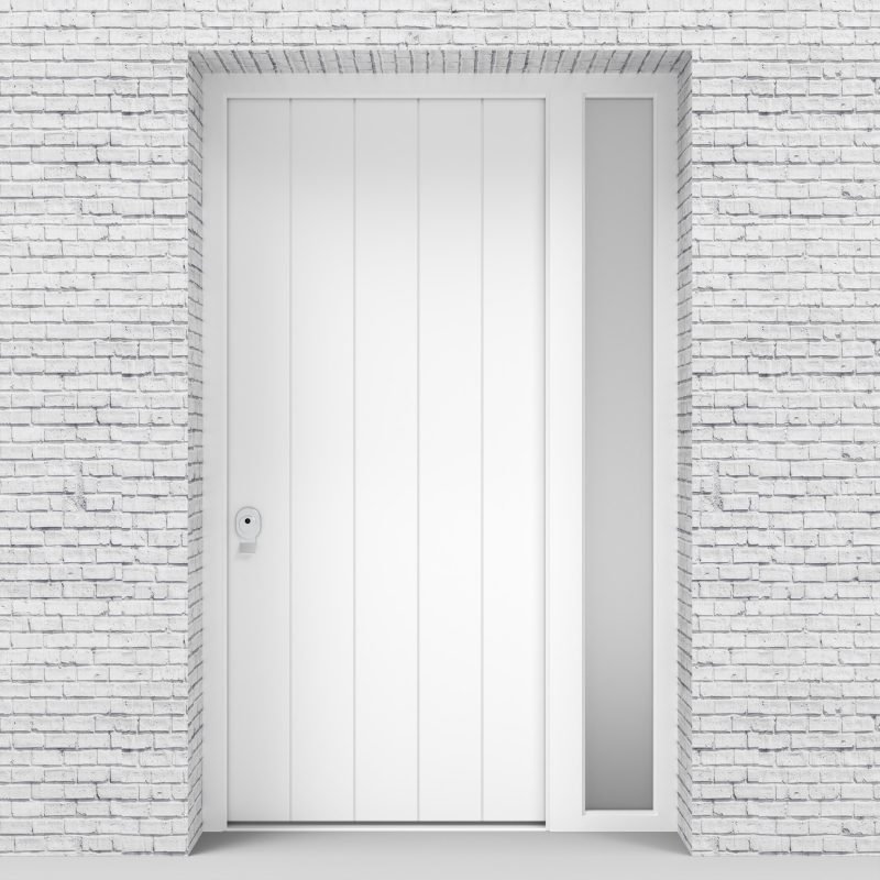 5.single Door With Right Side Panel 4 Vertical Lines Traffic White (ral9016)