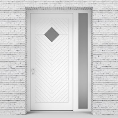 5.single Door With Right Side Panel Cottage Style With Diamond Pane Traffic White (ral9016)