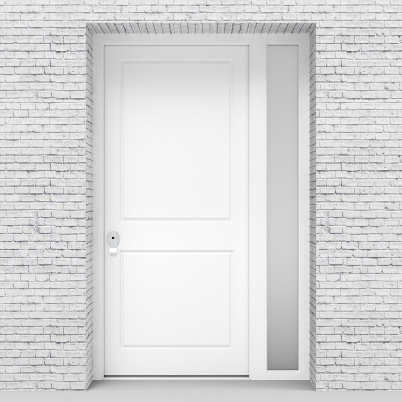 5.single Door With Right Side Panel Plain With Lock Side Glass Traffic White (ral9016)